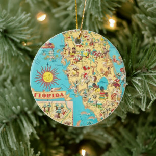 Lustige Florida-Karte Keramik Ornament