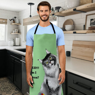 Lustige Fluffige Maine Coon Katze Grüner Humor Schürze