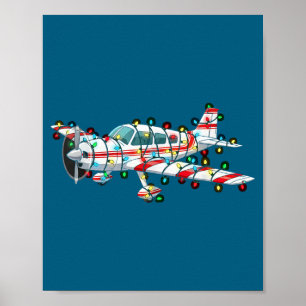 Lustige Flugzeug-Weihnachtsgrafik-Lichterliebhaber Poster