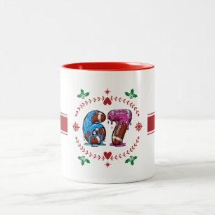 Lustige Football 67 Drip Art Weihnachtsferien Meme Zweifarbige Tasse