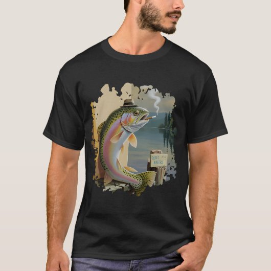 Lustige Forelle mit Hut T-Shirt (Vorderseite)
