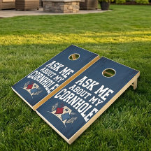 Lustige "Frag mich über mein Cornhole"-Platte