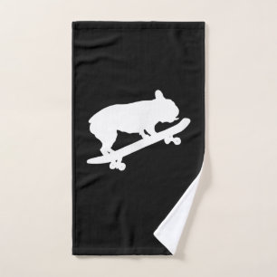 lustige französische Bulldogge auf Skateboard Handtuch