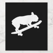 lustige französische Bulldogge auf Skateboard Weinetikett (Einzelnes Label)