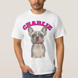 Lustige Französische Bulldogge Frenchie leckt Nase T-Shirt