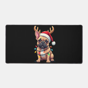 Lustige Französische Bulldogge Weihnachtslicht San Schreibtischunterlage