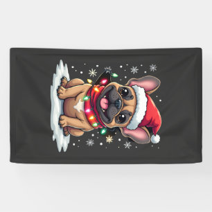 Lustige Französische Bulldoggen Weihnachten Santa Banner