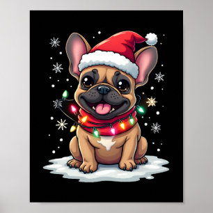 Lustige Französische Bulldoggen Weihnachten Santa Poster