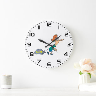 Lustige Frau mit emotionalem Gepäck Große Wanduhr