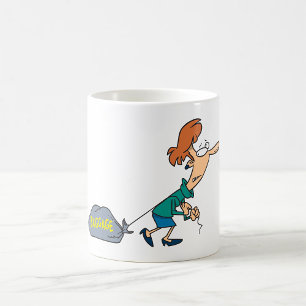 Lustige Frau mit emotionalem Gepäck Kaffeetasse