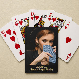 Lustige Frau mit Royal Flush Foto-Geschenk  Spielkarten