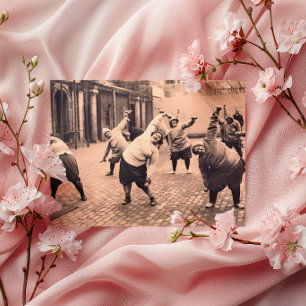 Lustige Frauen beim Training im Vintage-Stil, Pfir Karte