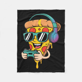 Lustige Frauen-Gamer-Pizza-Essen-Videospiel-Männer Fleecedecke