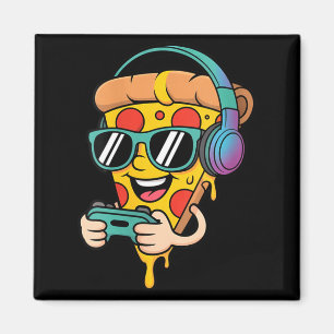 Lustige Frauen-Gamer-Pizza-Essen-Videospiel-Männer Magnet