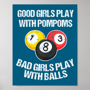 Lustige Frauen Weiblicher Billardspieler Spruch Poster
