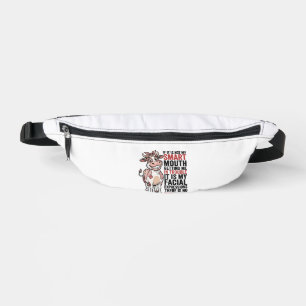 Lustige freche Kuh Kluger Mund Vintage-Grafik_1 Bauchtasche