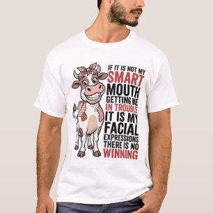 Lustige freche Kuh Kluger Mund Vintage-Grafik_1 T-Shirt
