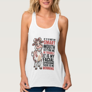 Lustige freche Kuh Kluger Mund Vintage-Grafik_1 Tank Top