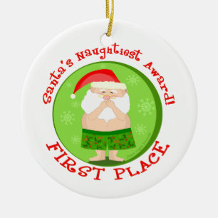 Lustige freche Sankt-Weihnachtsverzierung Keramikornament