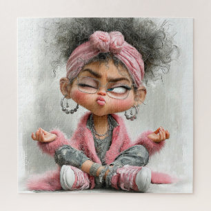 Lustige freche Yoga-Kunst Puzzle