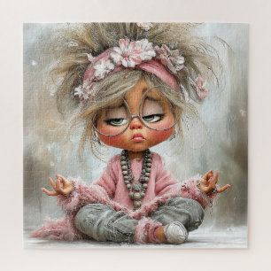 Lustige freche Yoga-Kunst Puzzle