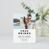 Lustige freie Getränke, die Save the Date mit Foto Ankündigungspostkarte (Stehend Vorderseite)