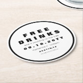 Lustige freie Schwarzweiss-Getränke Save the Date Runder Pappuntersetzer (Angewinkelt)