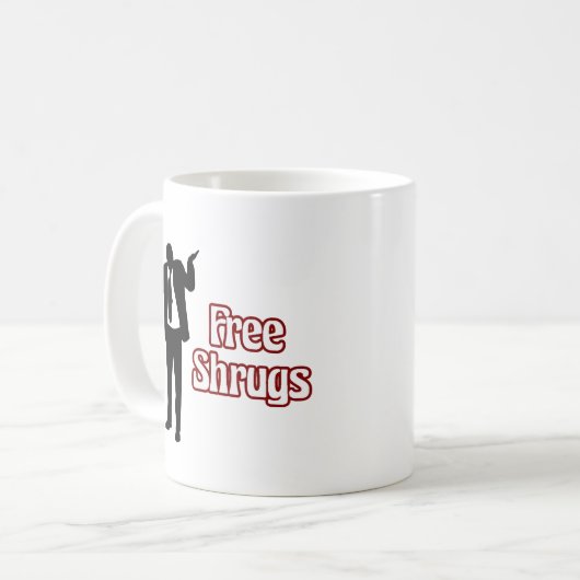 Lustige freie Shrugs-Kaffee-Tasse Kaffeetasse (Vorderseite Links)