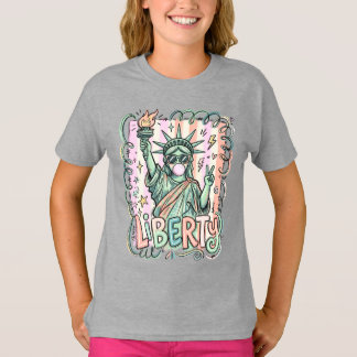 Lustige Freiheitsstatue-Bubble-Gum-patriotisch T-Shirt