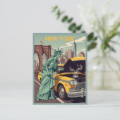 Lustige Freiheitsstatue NY Postkarte (Stehend Vorderseite)