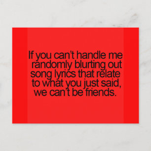 LUSTIGE FREUNDSCHAFT ZITIERT LYRI NACH DEM ZUFALL POSTKARTE