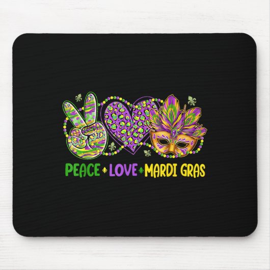 Lustige Friedens Mardi Gras Perlen Karneval Mousepad (Vorne)
