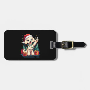 Lustige Friedenshand Pudel Weihnachtslichter Damen Gepäckanhänger