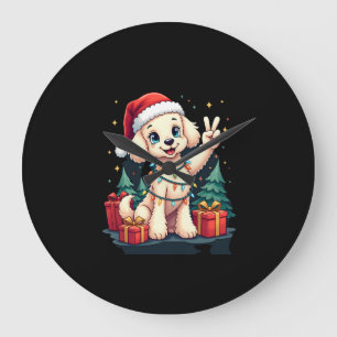 Lustige Friedenshand Pudel Weihnachtslichter Damen Große Wanduhr