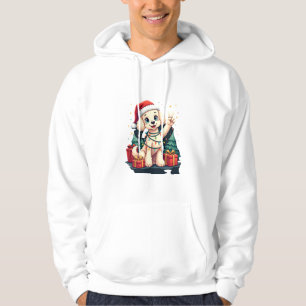 Lustige Friedenshand Pudel Weihnachtslichter Damen Hoodie