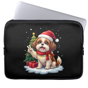 Lustige Friedenshand Shih Tzu Weihnachtslichter Da Laptopschutzhülle