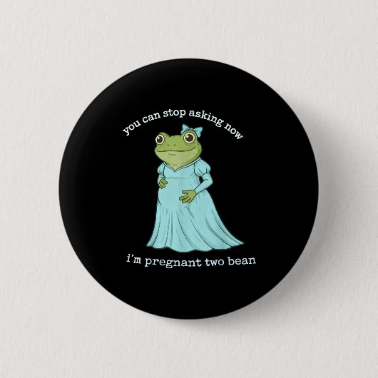 Lustige Frog Schwangerschaftsankündigung Mittelalt Button (Vorderseite)