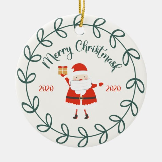 lustige frohe Christmask, Quarantine 2020 Keramik Ornament (Vorne)