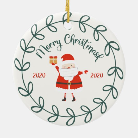 lustige frohe Christmask, Quarantine 2020 Keramik Ornament (Hinten)