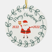 lustige frohe Christmask, Quarantine 2021 Keramik Ornament (Vorne)