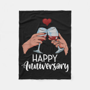 Lustige Frohe Jubiläums Cheers Wein Valentinstag Fleecedecke
