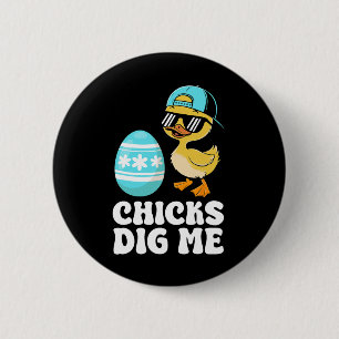 Lustige Frohe Ostern Küken finden mich Osterei Wac Button