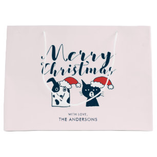 Lustige frohe Weihnachten des Sankthunde-u. Große Geschenktüte