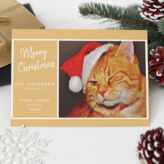 Lustige Frohe Weihnachten Orange Katze mit Santa H