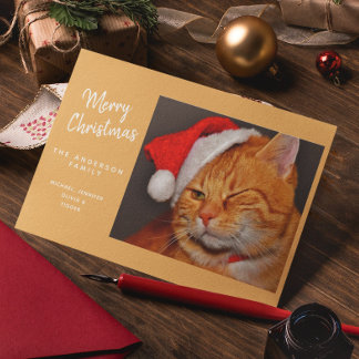 Lustige Frohe Weihnachten Orange Katze mit Weihnac