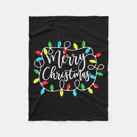 Lustige Frohe Weihnachtslichter Xmas Familie Männe Fleecedecke (Vorderseite)