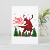 lustige fröhliche Weihnachten Dinosaurier Hirsch K Einladung (Stehend Vorderseite)