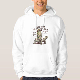 Lustige Frosch-Schildkröten-Motivation Vintage-Kun Hoodie