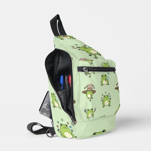 Lustige Frösche auf Achse Crossbody Bag (Offen)
