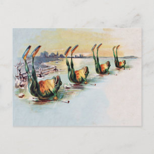 Lustige Frösche Vintage Postkarte